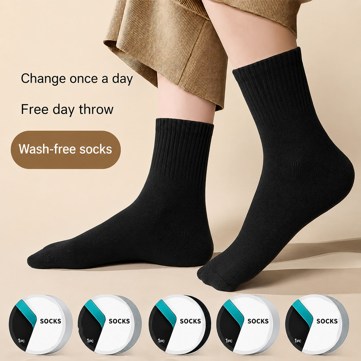 Lazer Disposable Compression Travel Socks – Portable & Breathable Cotton Socks for Men & Women | Ideal for Travel, Sports, Camping & Hotel Use (Pack of 5)