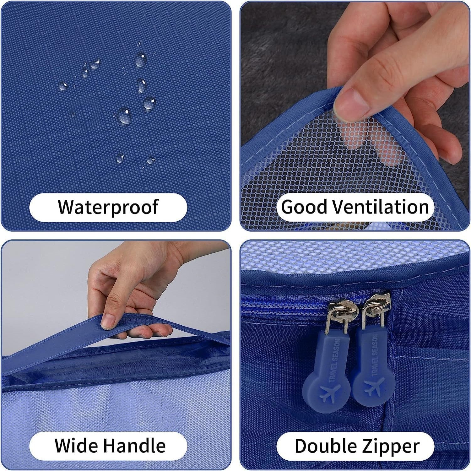 Lazer 6 in 1 Travel Packing Cubes Set – Polyester Luggage Organizer Bags with Laundry Bag, Undergarment Pouch & Clothes Storage for Suitcase (Dark Blue)
