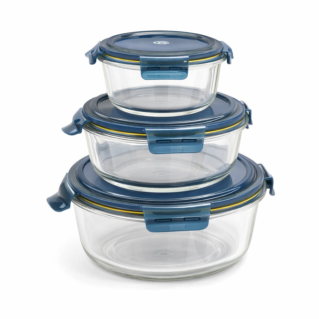 Lazer Glass Lunch Boxes Set of 3 Airtight Leakproof Food Storage Containers (370ml, 630ml, 930ml) with Locking Lid, Microwave Safe, BPA-Free Meal Prep for Office & Home