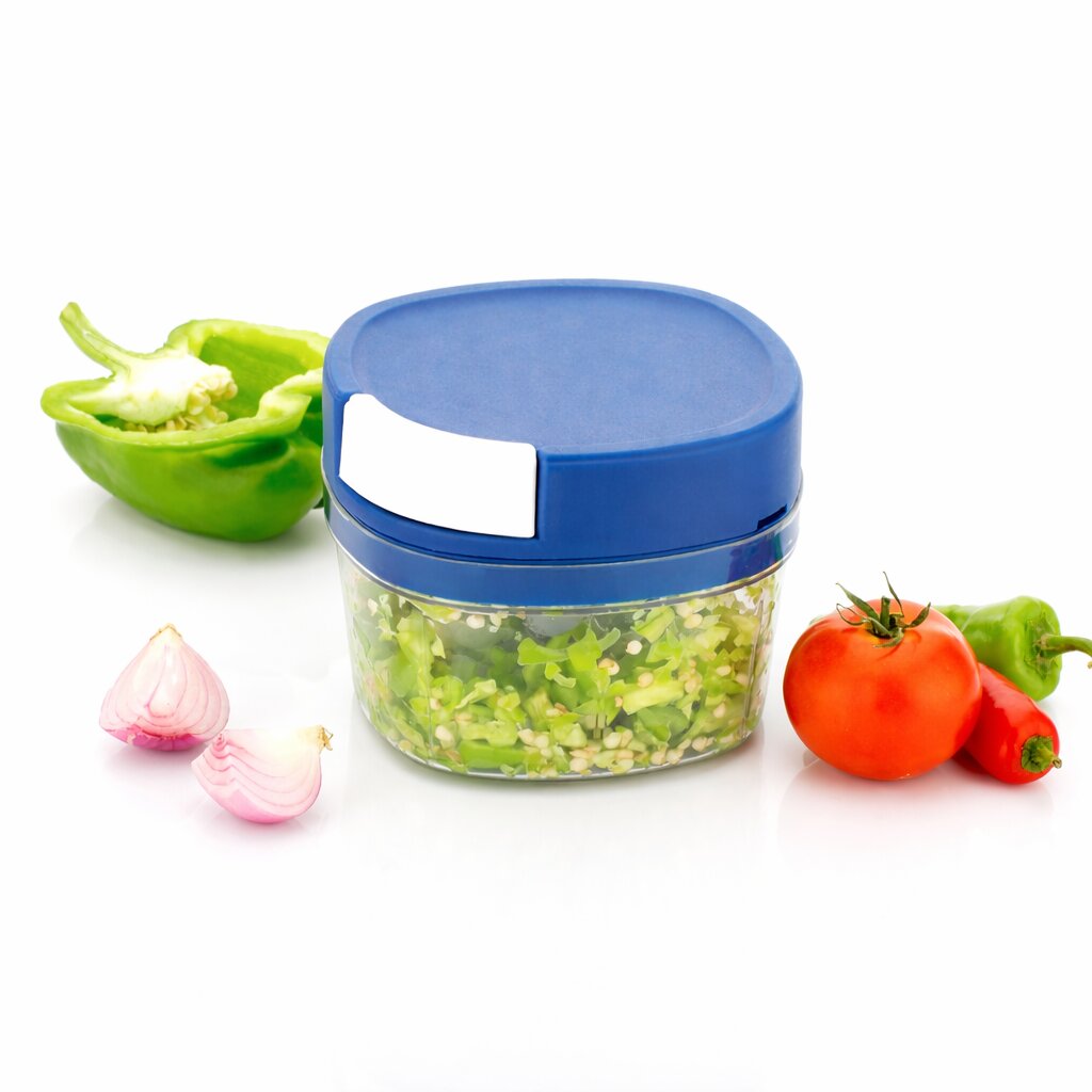 Lazer 650ml Manual Handy Chopper with 3 Stainless Steel Blades | Multipurpose Vegetable & Fruit Cutter for Kitchen (Blue)