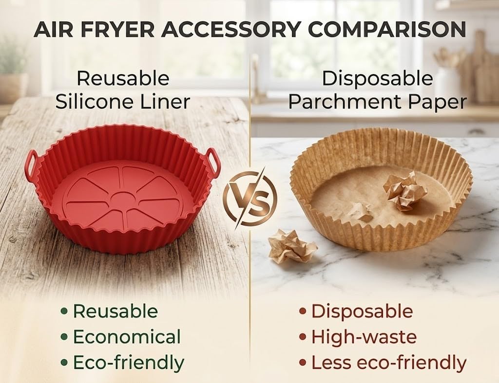 Lazer Air Fryer Silicone Basket Liners Set of 6 | Reusable Non-Stick Baking Mats | Heat Resistant Flexible Tray for Air Fryer Oven | Easy Clean Cooking Accessories Kitchen Essentials