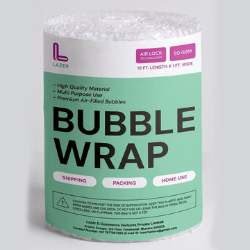 Lazer 50 GSM Pack of 2 Bubble Wrap Roll – 1 Ft Wide x 15 Ft Long, Thick Cushioning for Shipping, Moving & Storage