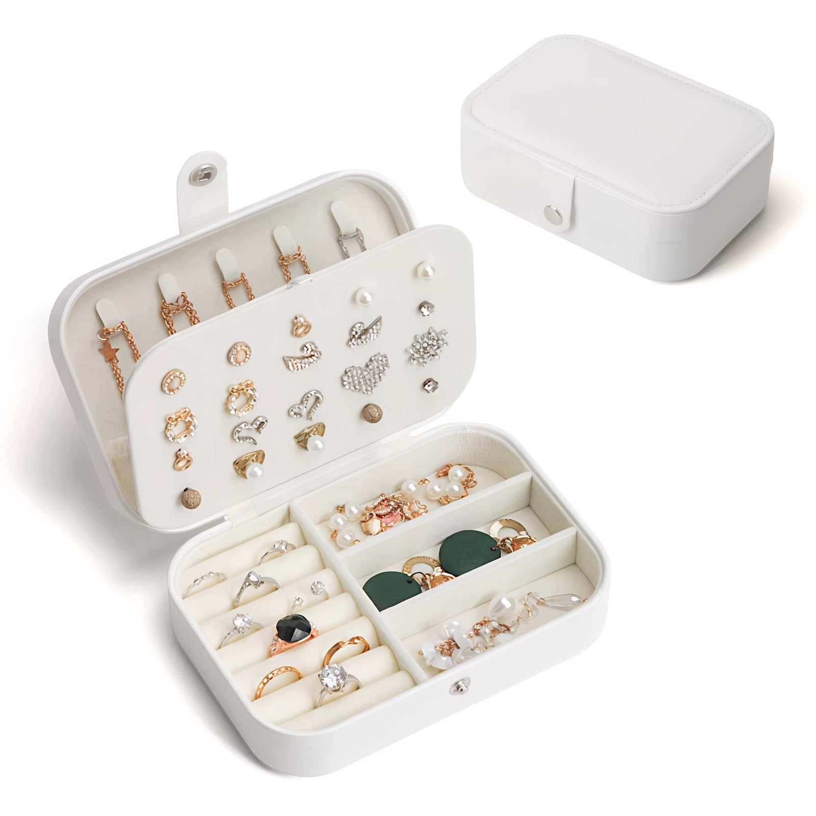 Lazer Jewellery Organiser PU Leather Zipper Portable Storage Box Case with Dividers Container for Rings, Earrings, Necklace Home Organizer