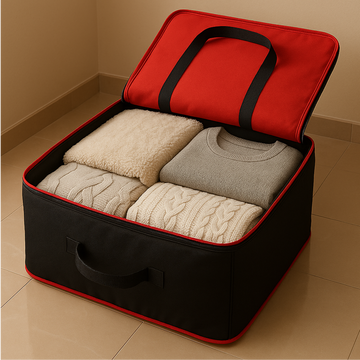 Lazer Pack of 6 Large Moisture Proof Nylon Large Size Organizer with Zippered Closure Underbed Storage Bags For Clothes (54 x 46 x 28 cm)