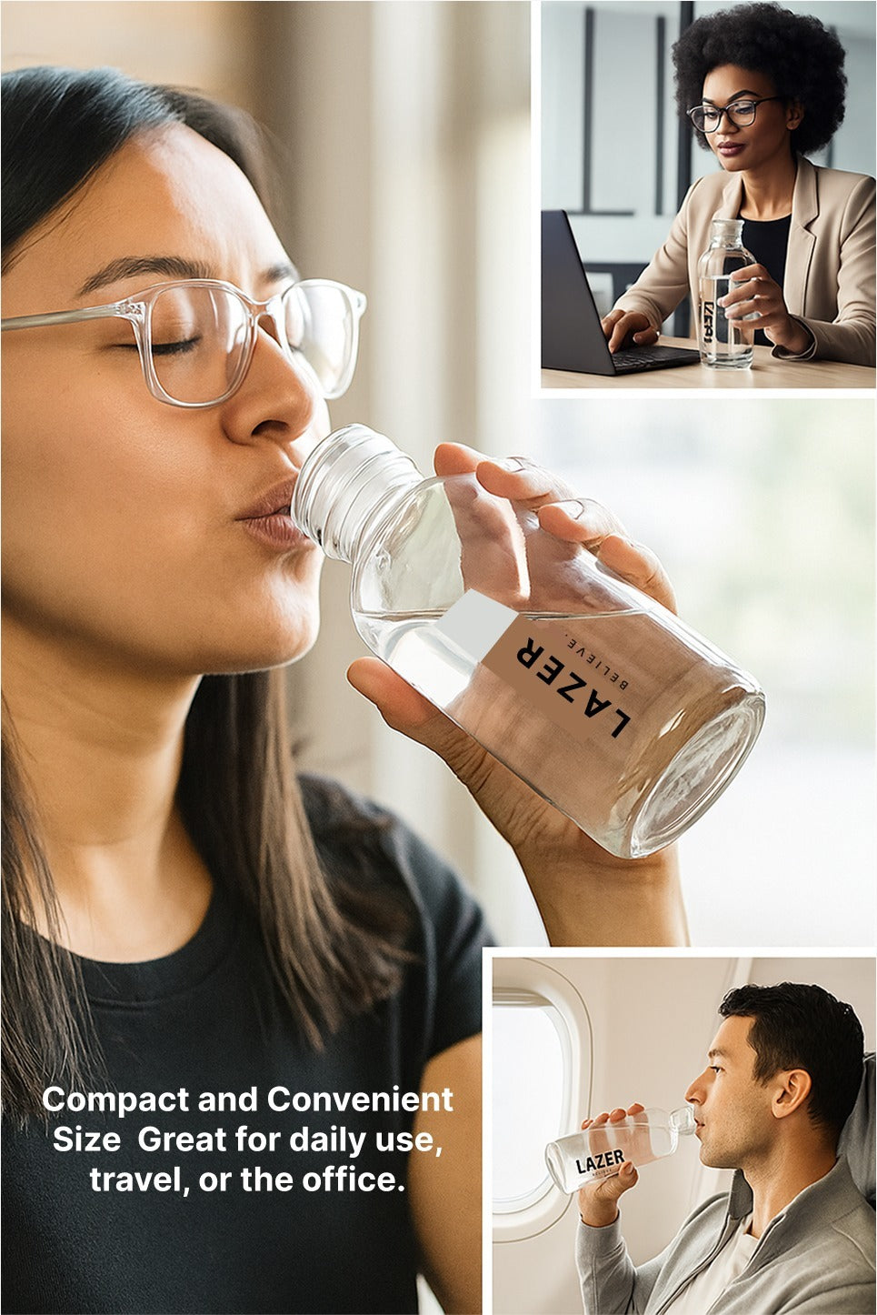 Lazer Pure Borosilicate Glass Water Bottle 300ml – BPA-Free, Eco-Friendly, Durable & Leak-Proof Transparent Bottle