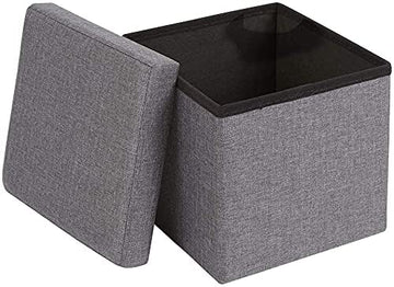 Lazer Folding Organizer Storage Bench Footrest Stool Coffee Table Cube, Folding Sitting Stool with Wardrobe Organiser Storage for Living Room Study Bedroom Clothes Books and Toys Storage Stool (Grey, 25 x 25 x 25 cm, Pack of 6)