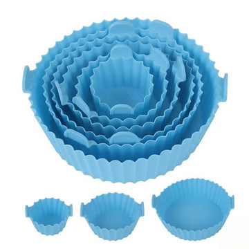 Lazer Air Fryer Silicone Basket Liners Set of 6 | Reusable Non-Stick Baking Mats | Heat Resistant Flexible Tray for Air Fryer Oven | Easy Clean Cooking Accessories Kitchen Essentials