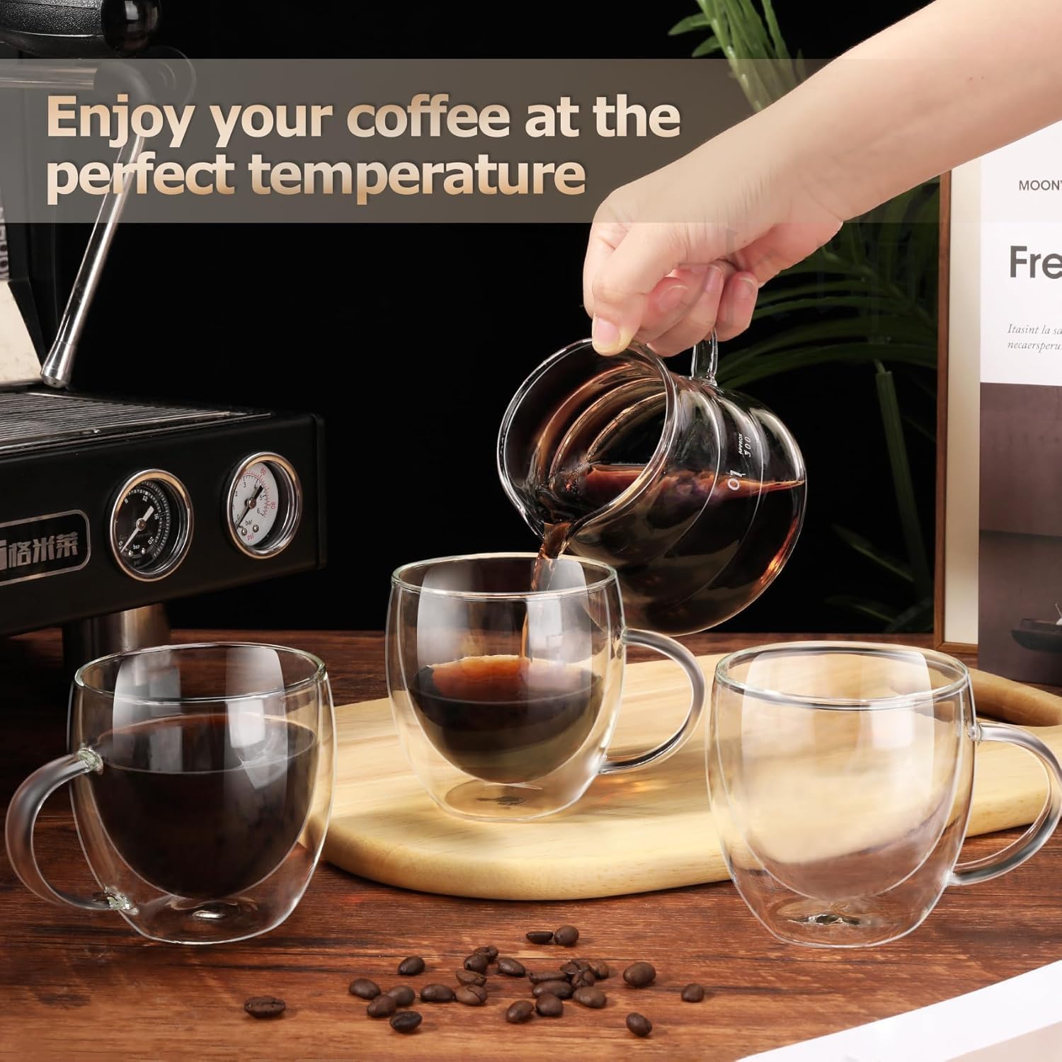Lazer Double Wall Glass Tea-Coffee Cup 80 ML, Borosilicate Insulated Small Mug, Extra Wide Fancy Design for Tea & Coffee