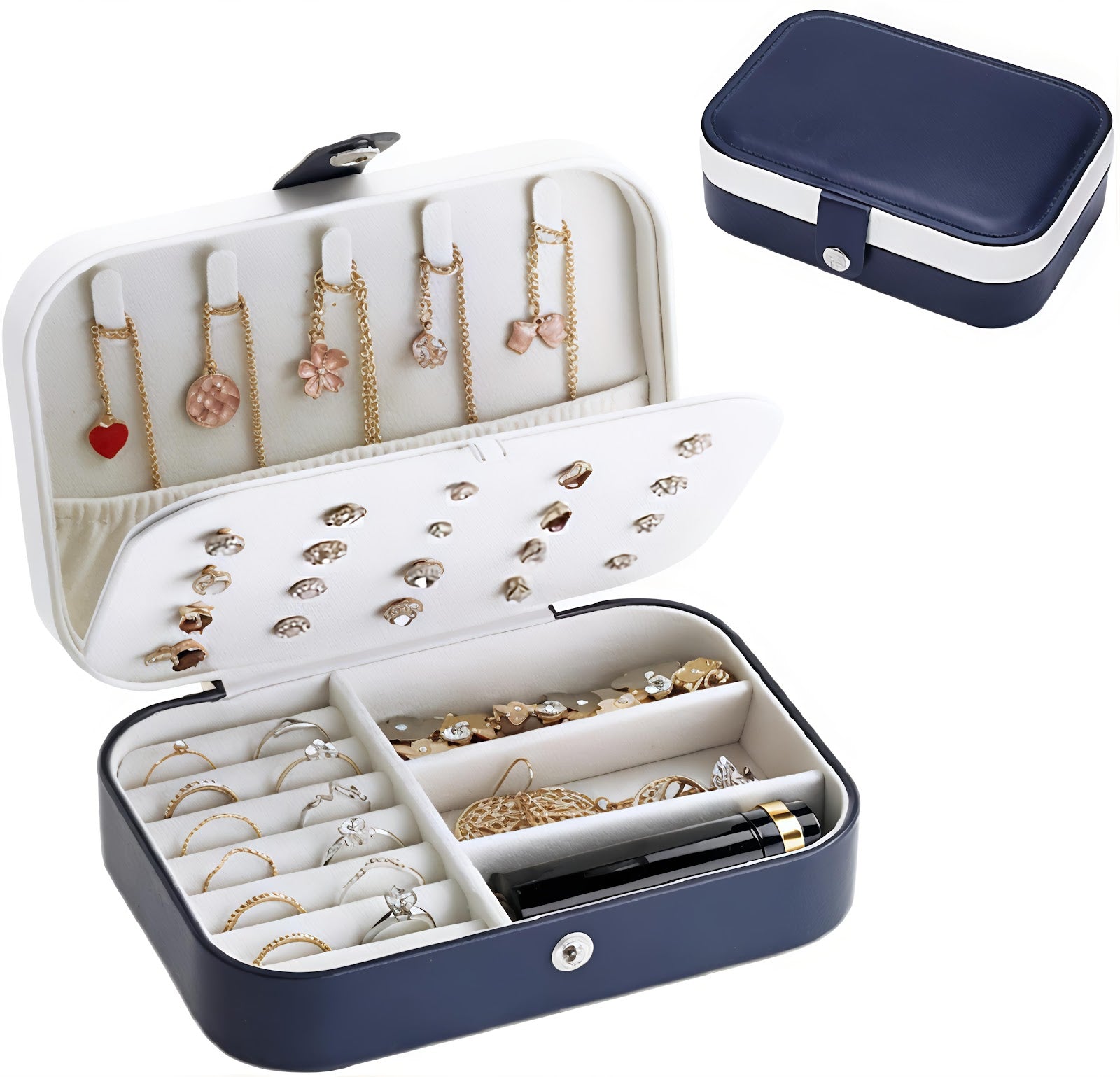 Lazer Jewellery Organiser PU Leather Zipper Portable Storage Box Case with Dividers Container for Rings, Earrings, Necklace Home Organizer