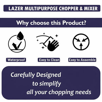 Lazer 650ml Manual Handy Chopper with 3 Stainless Steel Blades | Multipurpose Vegetable & Fruit Cutter for Kitchen (Blue)