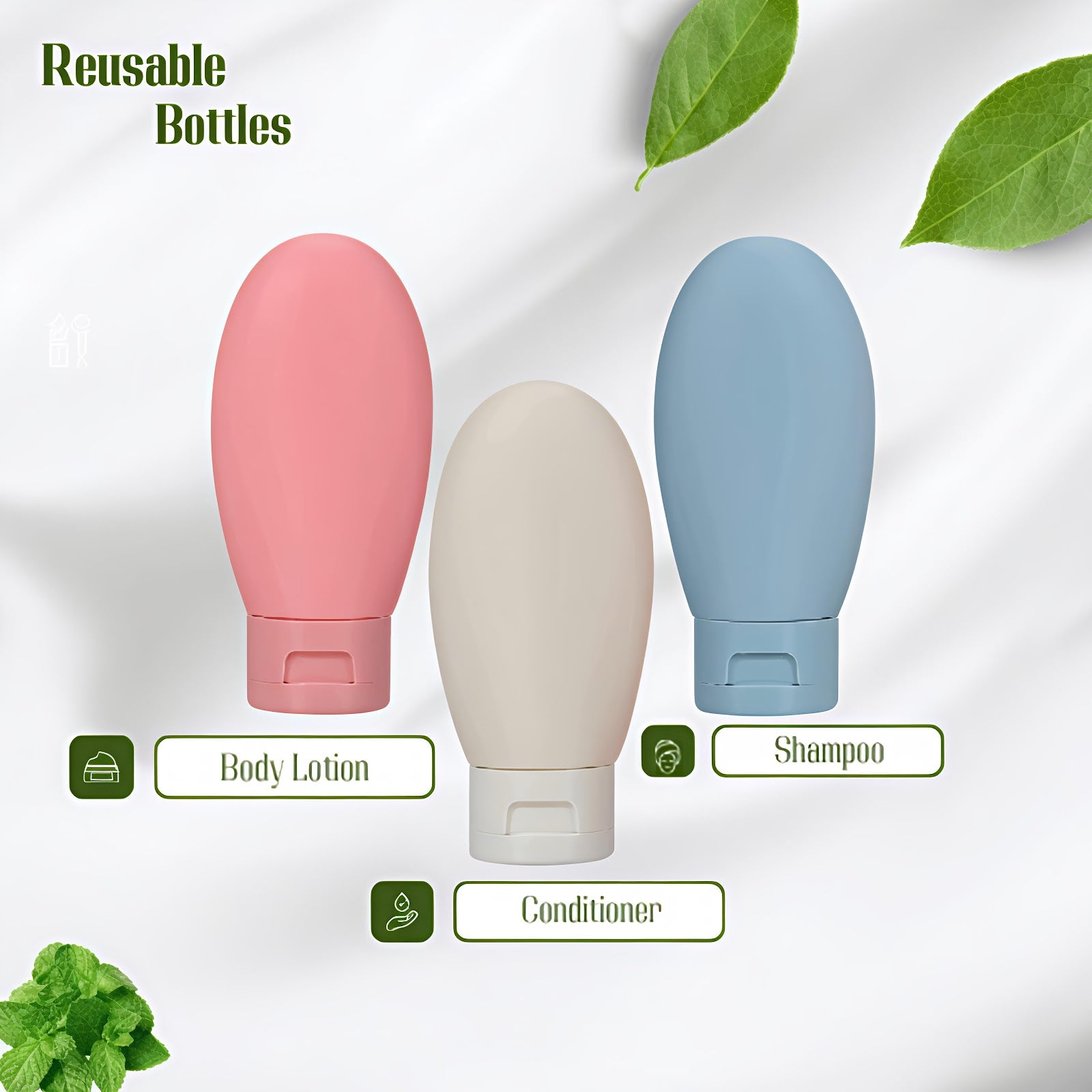 Lazer Pack of 3 Refillable Travel Bottles for Toiletries Silicone Container for Cream, Shampoo Hand Wash, Lotion Storage Bottle Travel Accessories Leak Proof (60 ML)
