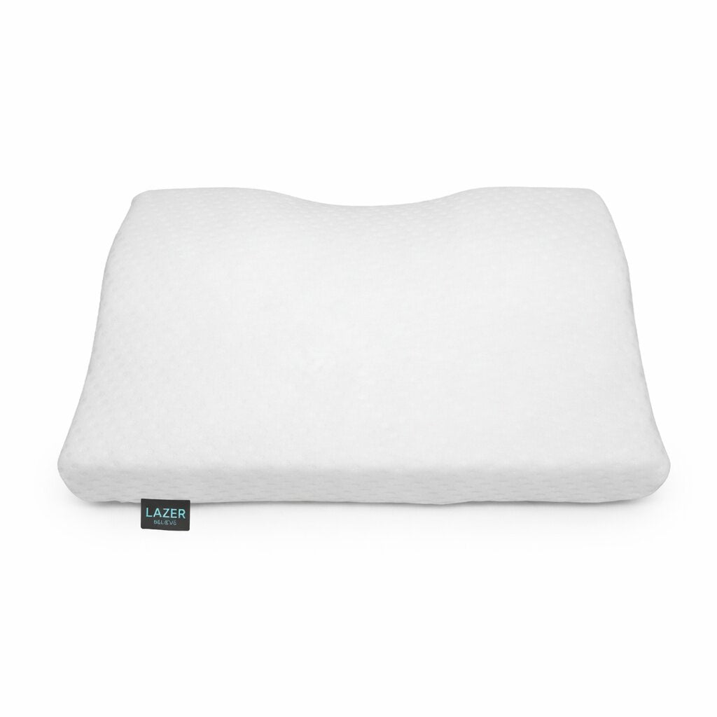 Lazer Memory Foam Cervical Neck Pillow – Orthopedic Contour Design for Neck Pain Relief & Spinal Alignment | 19x11x3.5 Inch | White Jacquard Cover
