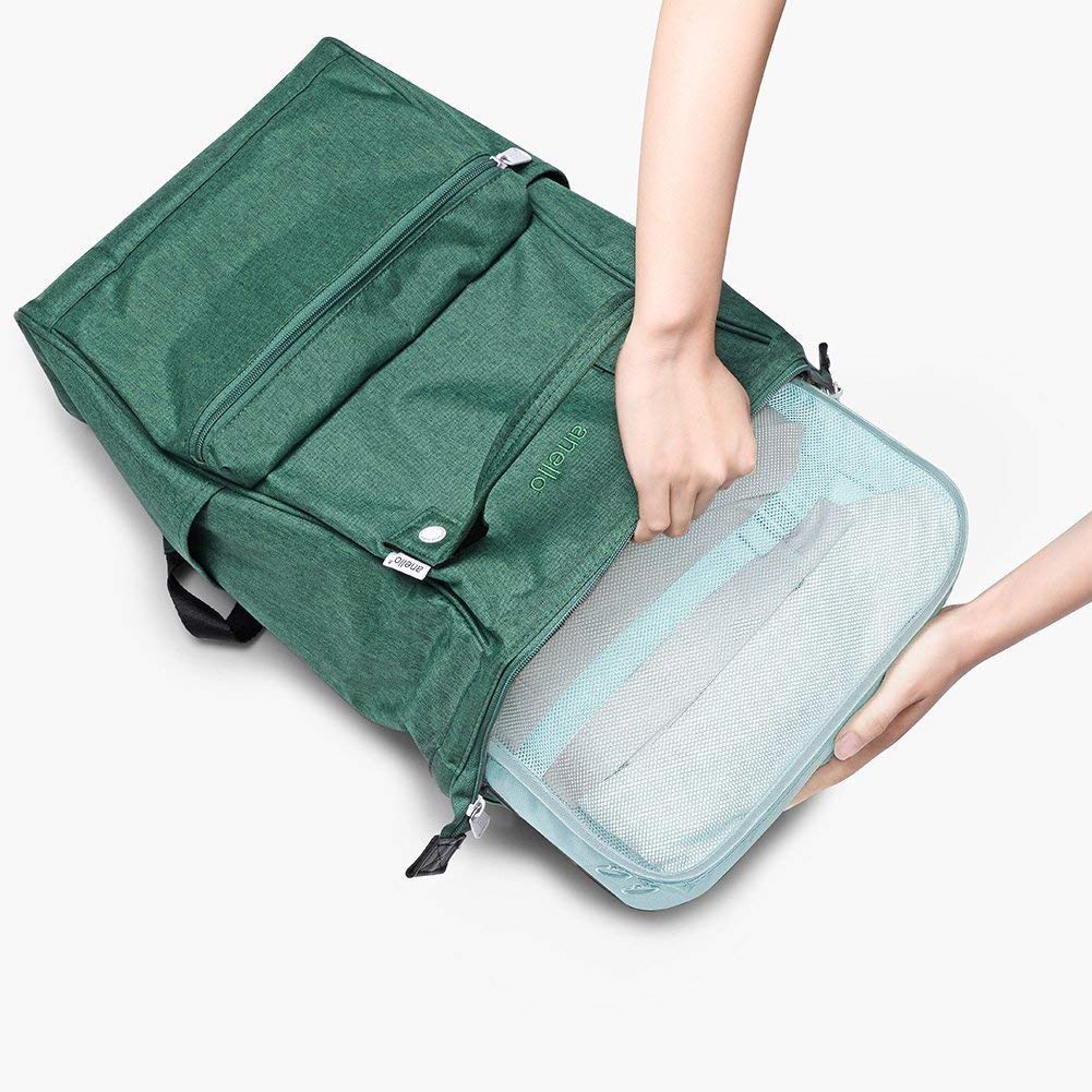 Lazer Polyester 7 Set Travel Organizer Bag 3 Packing Cubes + 3 Pouches + 1 Toiletry Organizer Bag W-28 Cm, H-11 Centimeters - Light Blue