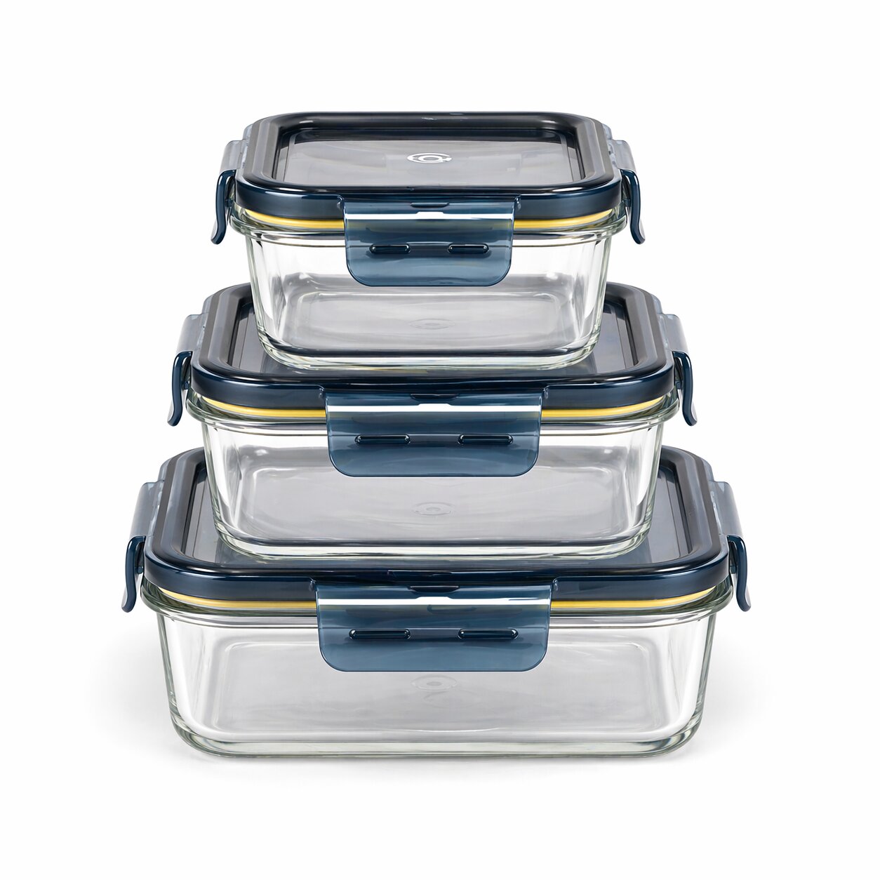 Lazer Glass Lunch Boxes Set of 3 Airtight Leakproof Food Storage Containers (500ml, 800ml, 1200ml) with Locking Lid, Microwave Safe, BPA-Free Meal Prep for Office & Home