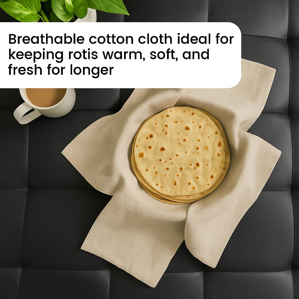 Lazer Double Layer Roti Wrap – Pack of 3 Premium Cotton Chapati Covers with Flaps, Soft & Durable Cotton Seed Fabric for Roti, Paratha, Phulka, Hot Case Kitchen Use