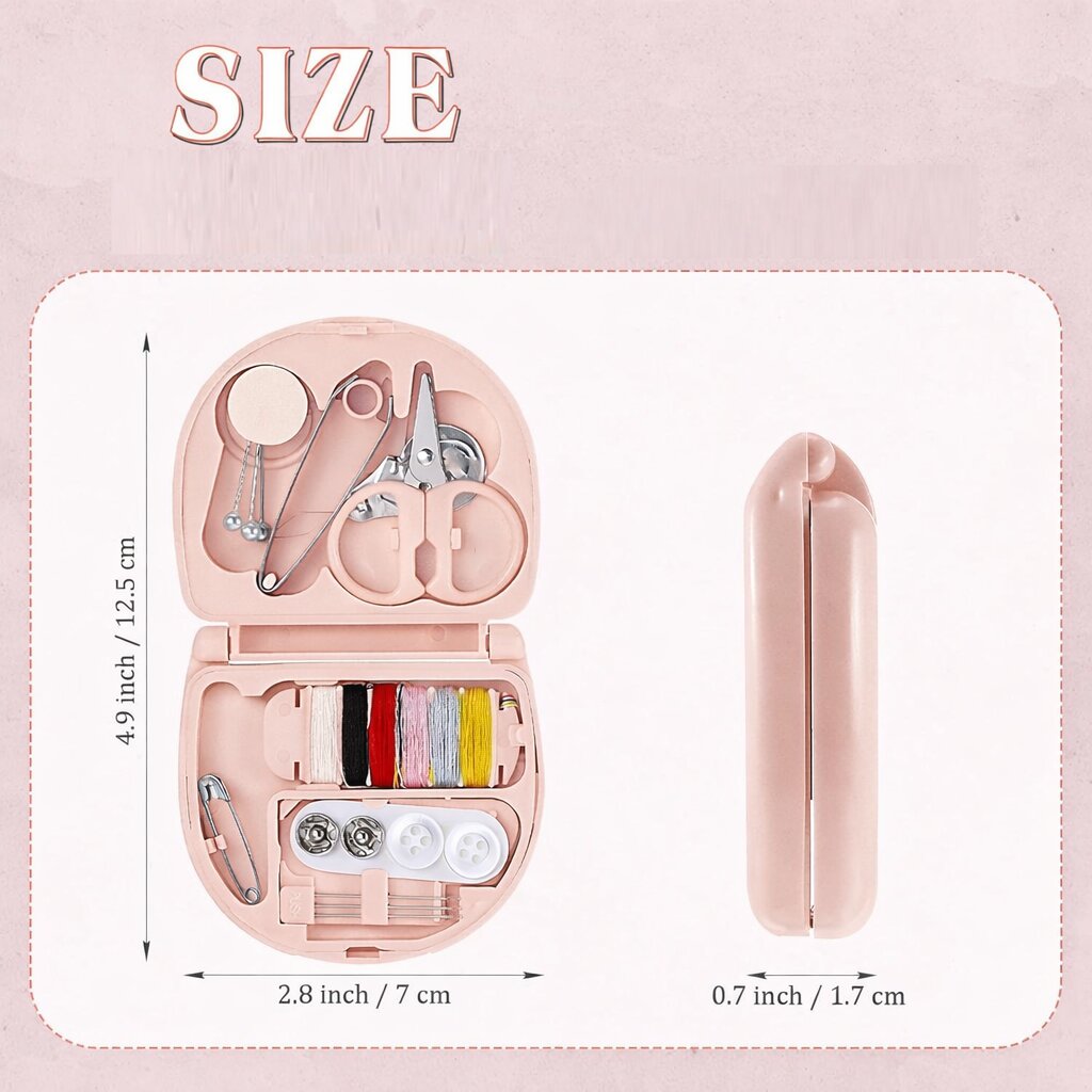 Lazer Mini Travel Sewing Kit Beginner Box Pocket Folding with Sewing Needle, Thread, Cotton, Pin, Scissors, Button, Clip, Needle Threader