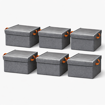 Lazer Collapsible Fabric Storage Cubes Organizer Foldable Storage Basket for Organizing Toys, Books, Shelves, Wardrobe, Closet, Large Storage Box with Handles and Steel Frame Case (Pack of 6)