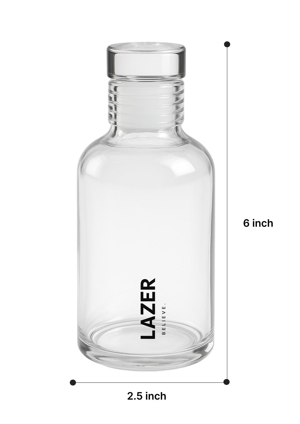 Lazer Pure Borosilicate Glass Water Bottle 300ml – BPA-Free, Eco-Friendly, Durable & Leak-Proof Transparent Bottle