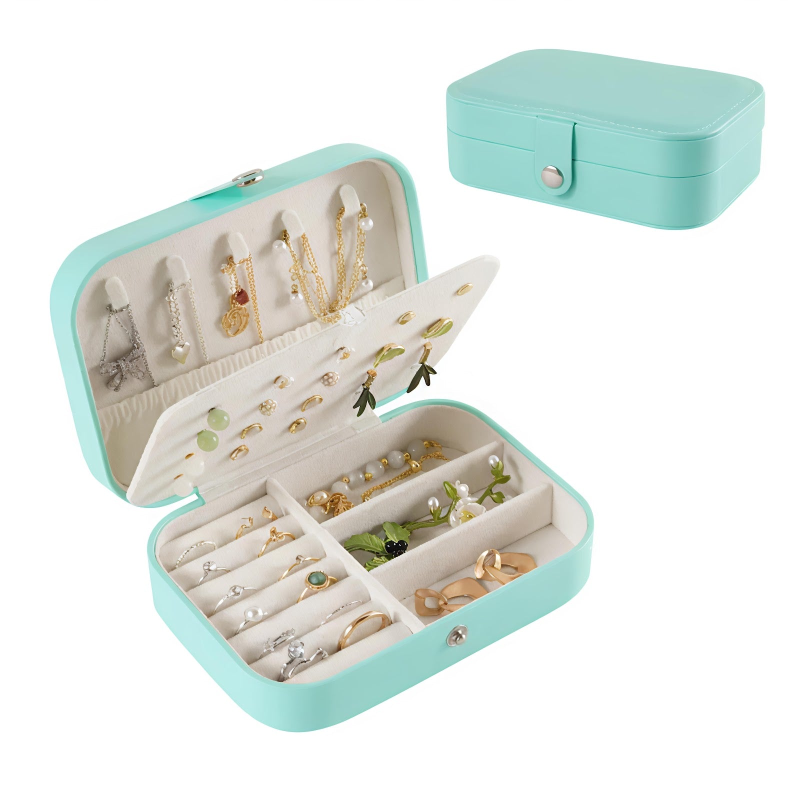 Lazer Jewellery Organiser PU Leather Zipper Portable Storage Box Case with Dividers Container for Rings, Earrings, Necklace Home Organizer