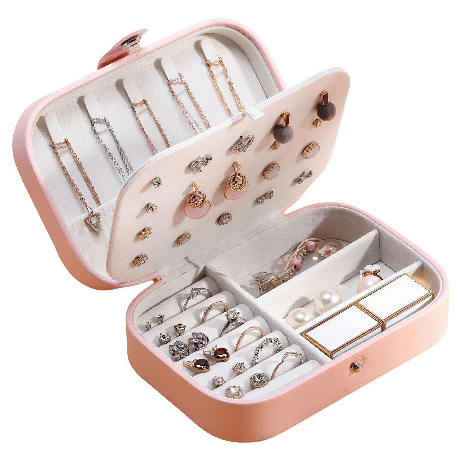 Lazer Jewellery Organiser PU Leather Zipper Portable Storage Box Case with Dividers Container for Rings, Earrings, Necklace Home Organizer