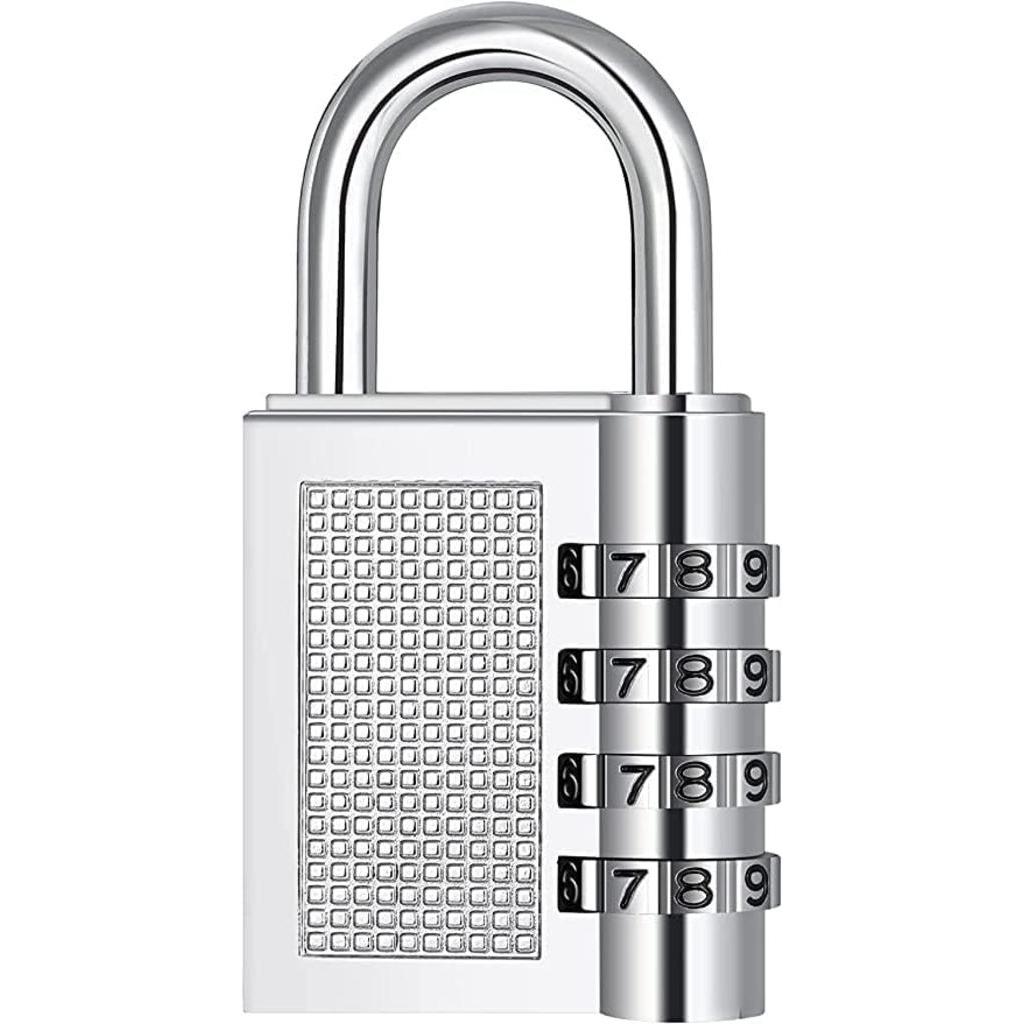 Lazer 4-Digit Combination Lock | Zinc Alloy Number Padlock for Bags, Luggage, Doors, Gates & Toolboxes | Handbag Shape Design – Silver (1 Piece)