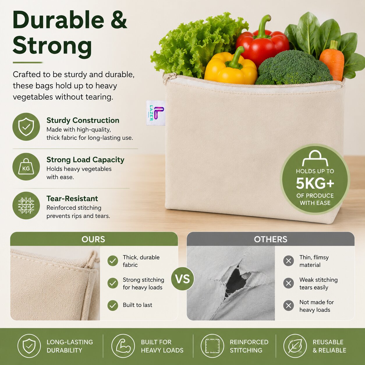 Lazer Reusable Vegetable Storage Bags Pack of 10 | 10x10 Inch Zip Lock Fridge Bags | Plastic Food & Jewellery Storage Pouches with Zipper