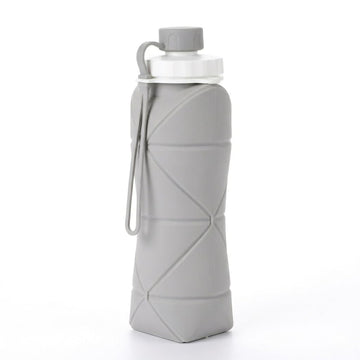 Lazer Silicone Foldable Travel Water Bottle 600ml – BPA-Free, Leakproof & Reusable for Hiking, Camping, Cycling, Yoga & Outdoor Sports (Grey)