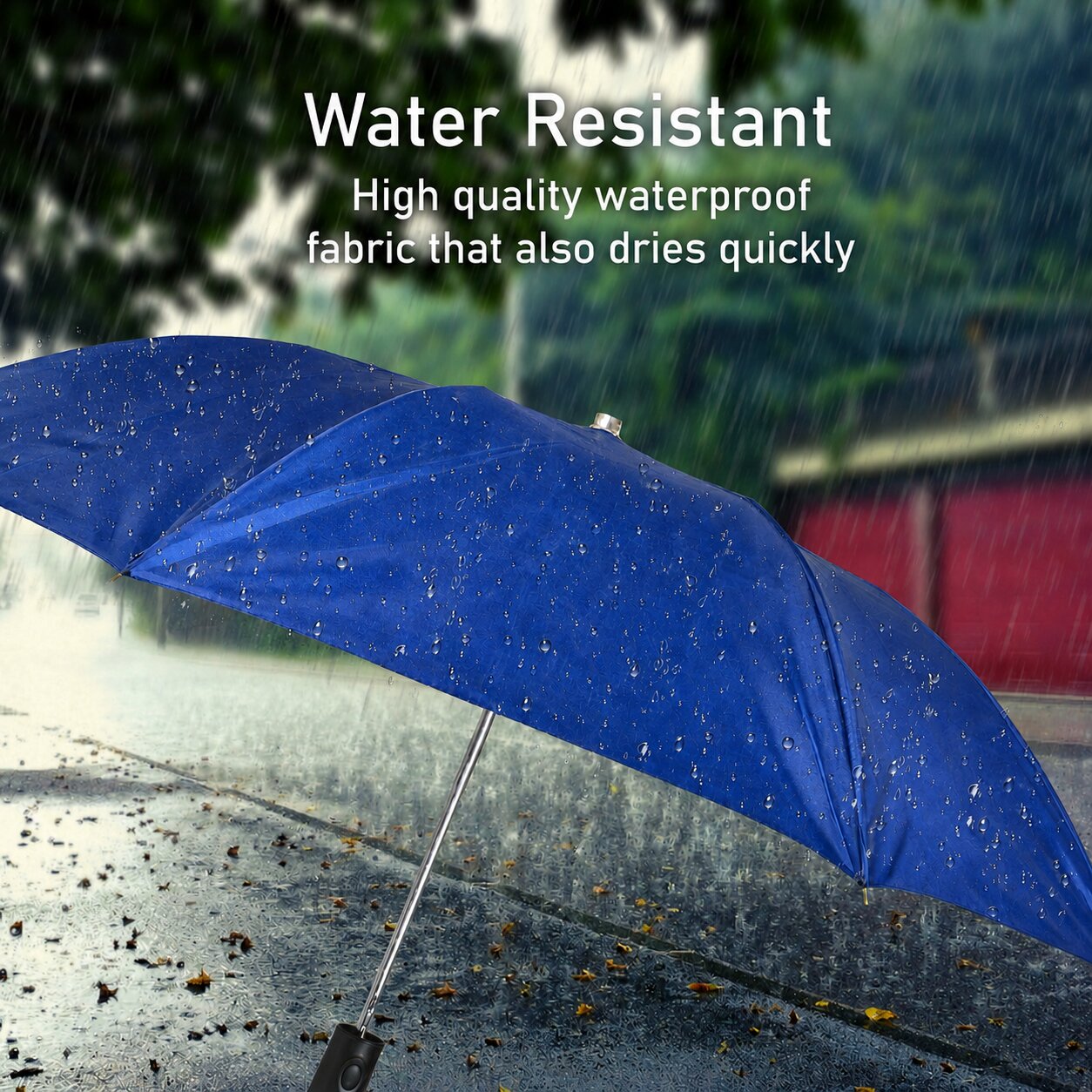 Lazer Shine 2-Fold 42 Inches Umbrella – Auto Open, Waterproof, Windproof, UPF 50+ Sun Protection, Large Compact Umbrella for Men, Women & Kids, Navy Blue