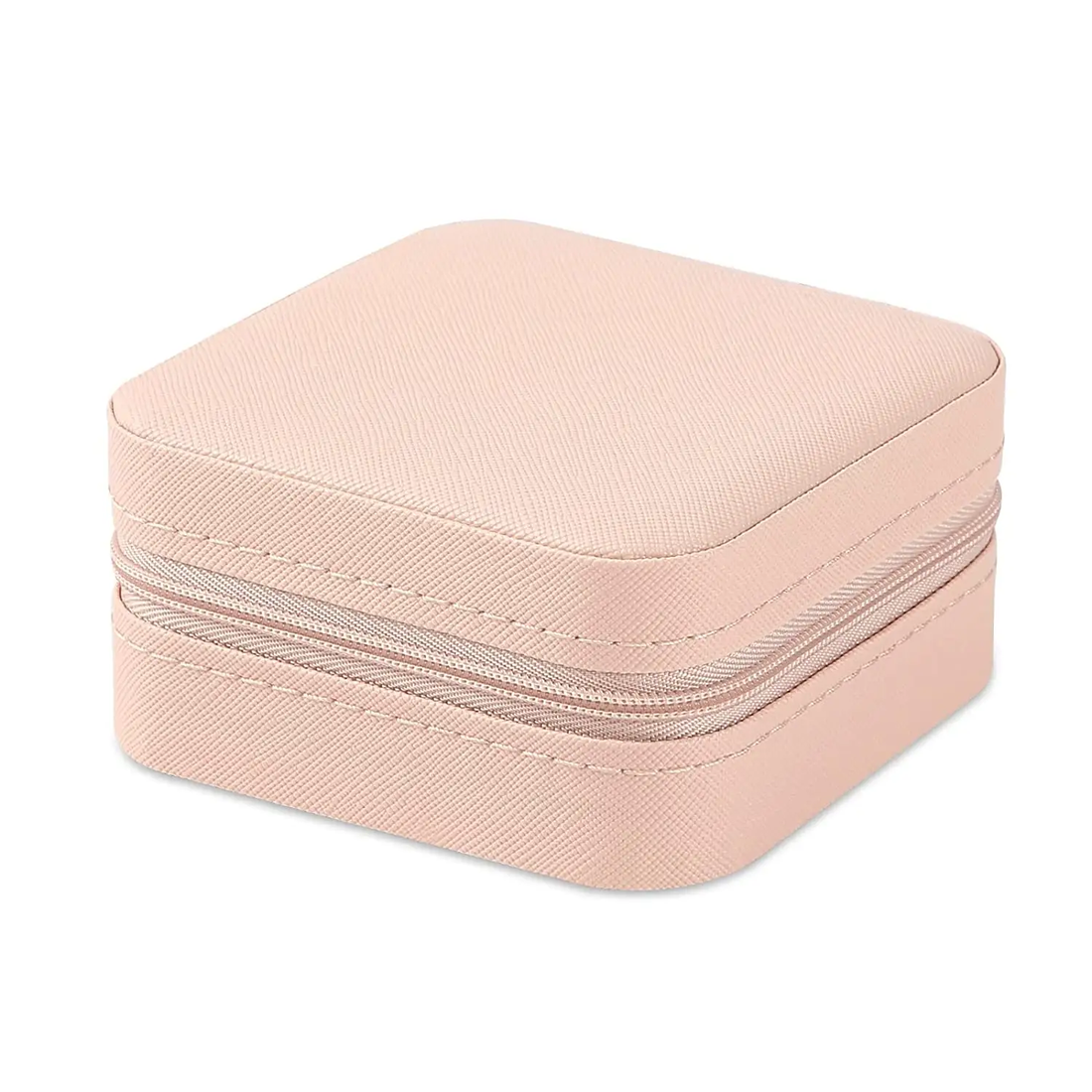 Lazer Jewellery Organiser PU Leather Zipper Square Portable Mini Square Storage Box Case with Dividers Container for Rings, Earrings, Necklace Home Organizer