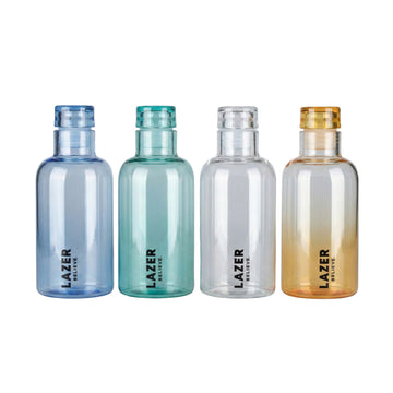 Lazer Pure Borosilicate Glass Water Bottle Set of 4 – 300ml Each, BPA-Free, Eco-Friendly, Leak-Proof & Durable (Transparent, Green, Blue, Yellow)