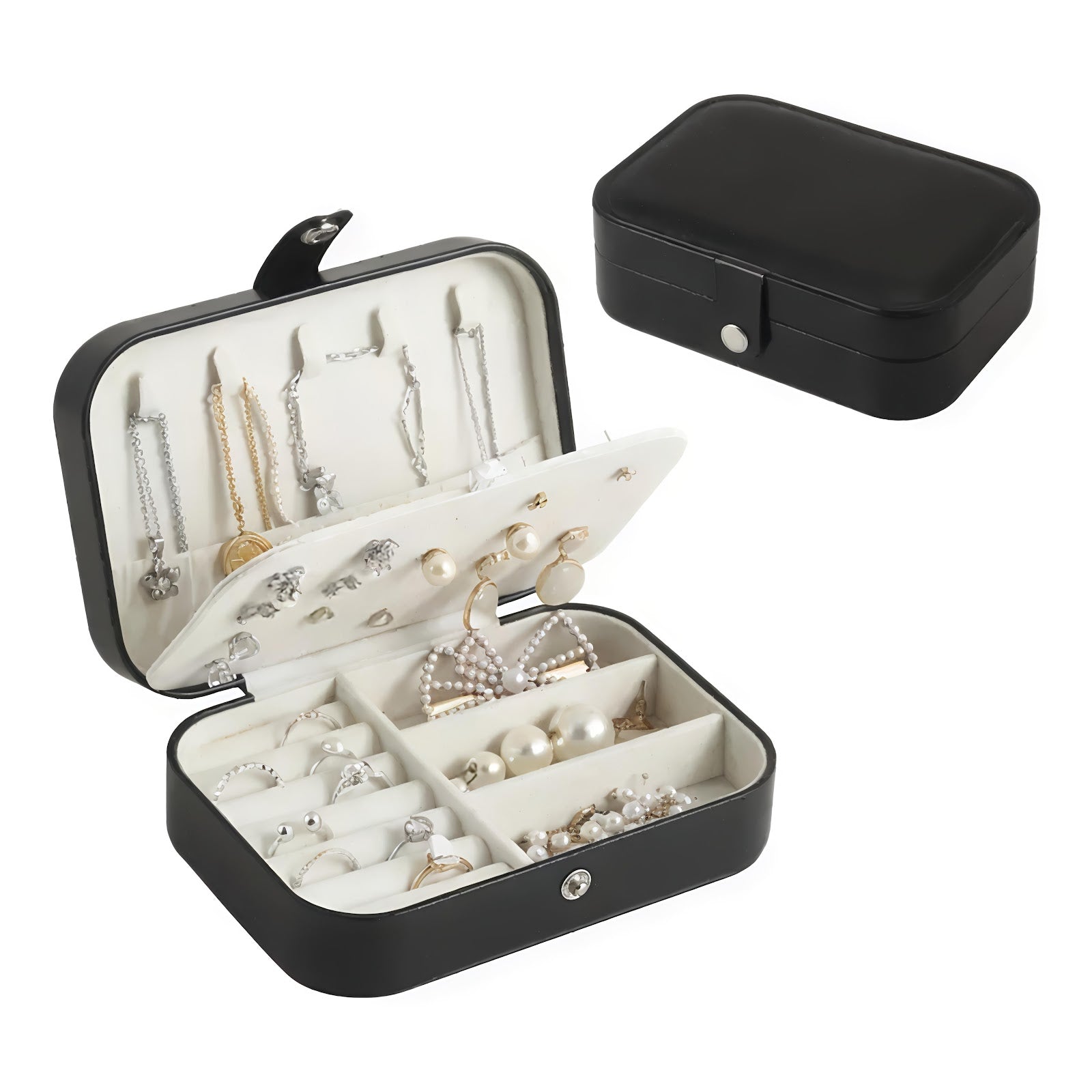 Lazer Jewellery Organiser PU Leather Zipper Portable Storage Box Case with Dividers Container for Rings, Earrings, Necklace Home Organizer