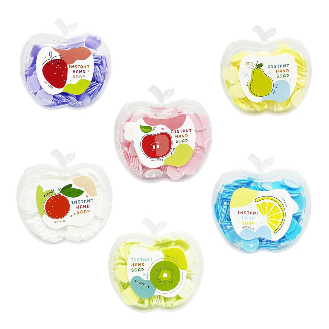 Lazer Paper Soap Pack of 2 | Portable Mini Soap Sheets in Apple-Shaped Case | Scented Disposable Bath Flakes for Handwash Travel & Outdoor Use (Assorted Colors)
