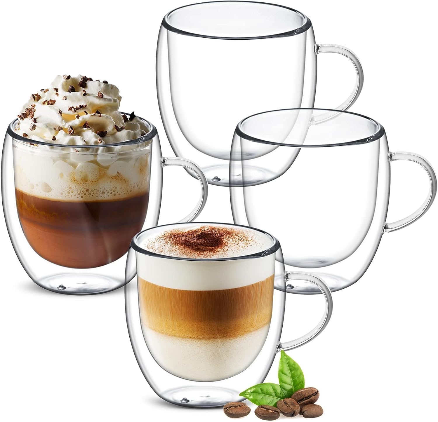 Lazer Double Wall Glass Tea-Coffee Cup 80 ML, Borosilicate Insulated Small Mug, Extra Wide Fancy Design for Tea & Coffee