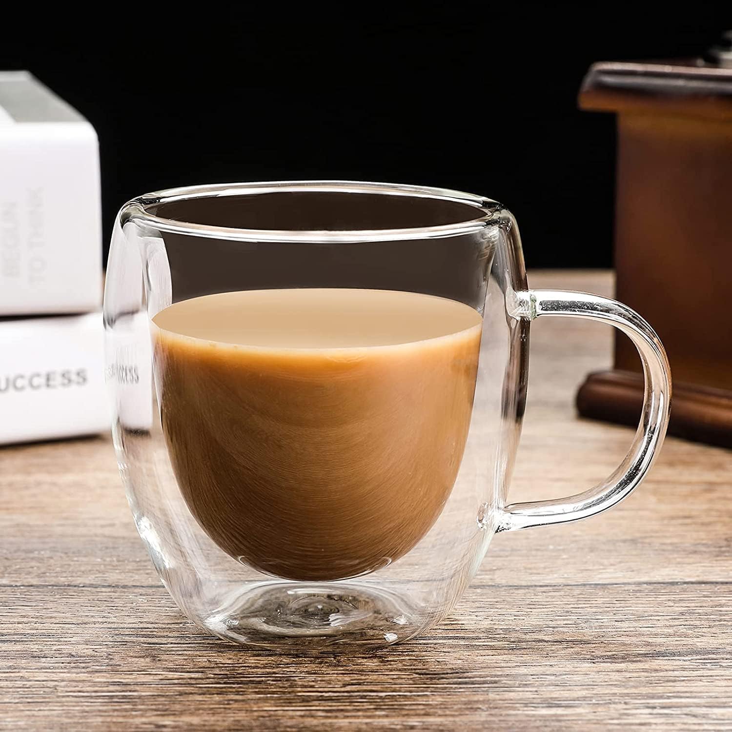 Lazer Double Wall Glass Tea-Coffee Cup 80 ML, Borosilicate Insulated Small Mug, Extra Wide Fancy Design for Tea & Coffee