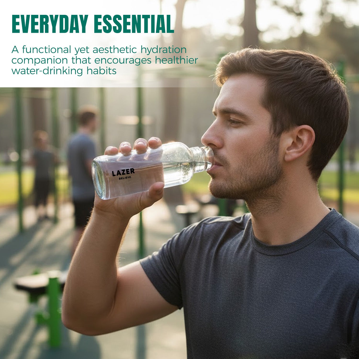 Lazer Pure Borosilicate Glass Water Bottle Set of 4 – 300ml Each, BPA-Free, Eco-Friendly, Leak-Proof & Durable (Transparent, Green, Blue, Yellow)