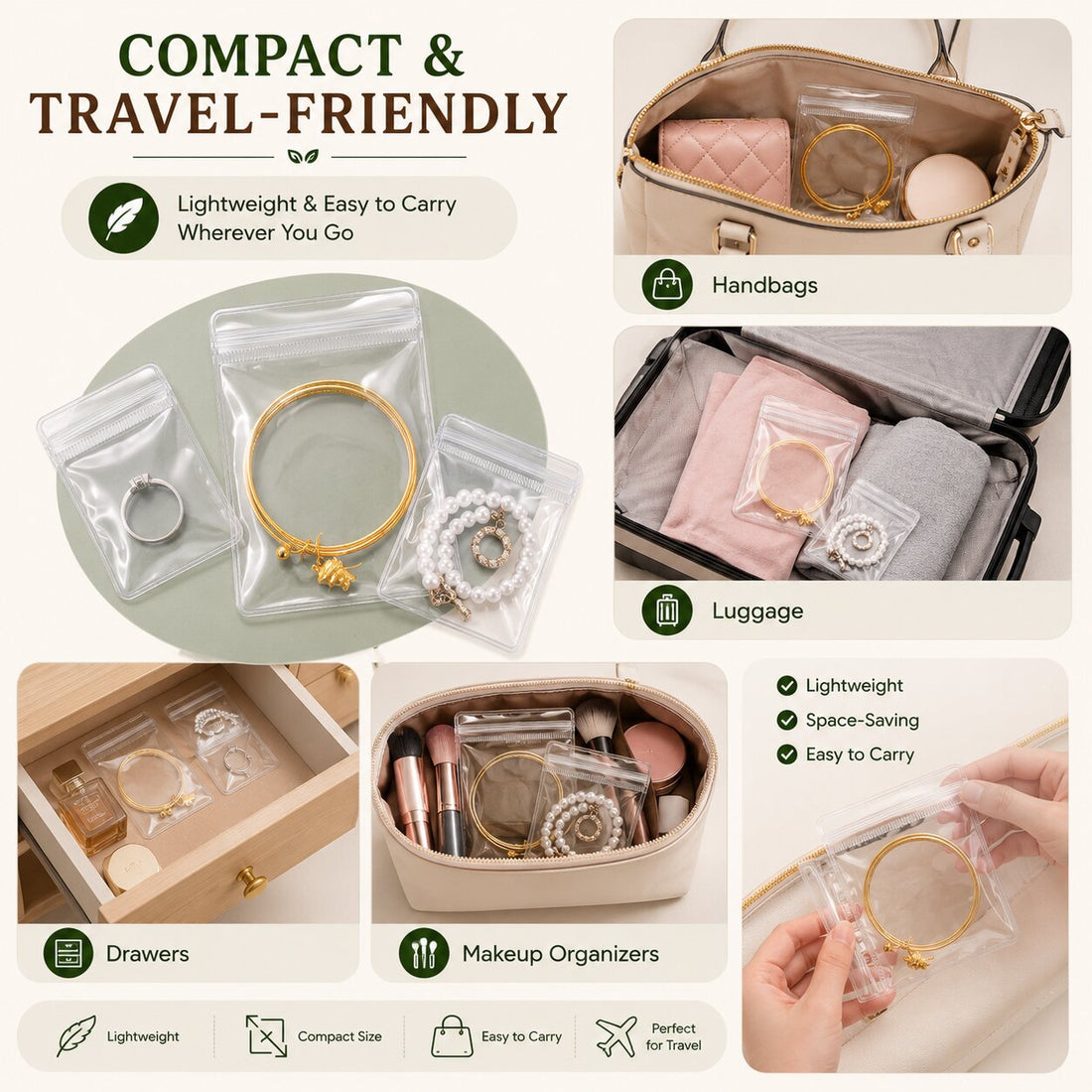 Lazer Pack of 17 Transparent Jewellery Storage Pouches | Clear PVC Zip Lock Organizer Bags for Rings, Earrings, Necklaces & Accessories