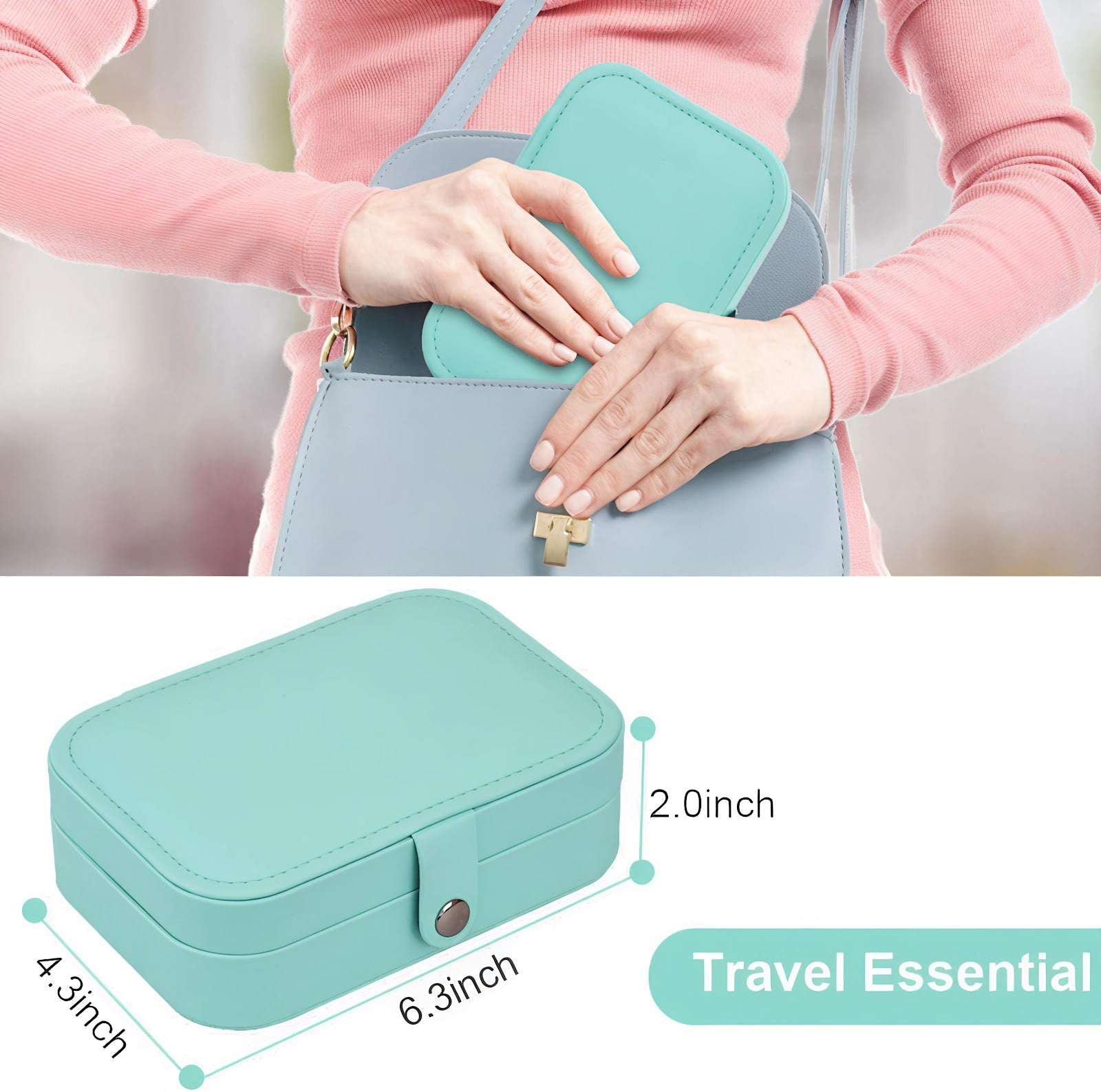Lazer Jewellery Organiser PU Leather Zipper Portable Storage Box Case with Dividers Container for Rings, Earrings, Necklace Home Organizer