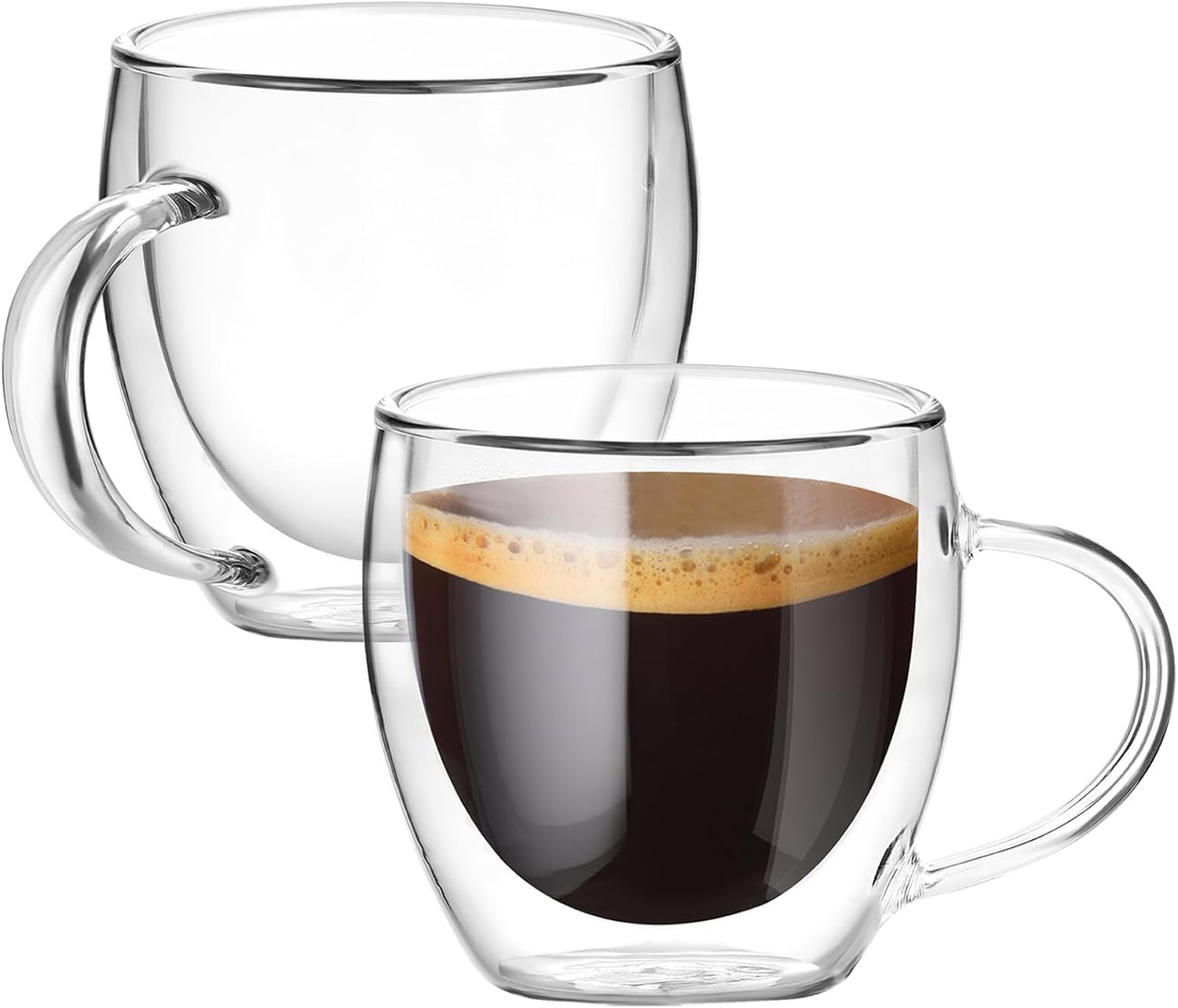 Lazer Double Wall Glass Tea-Coffee Cup 80 ML, Borosilicate Insulated Small Mug, Extra Wide Fancy Design for Tea & Coffee