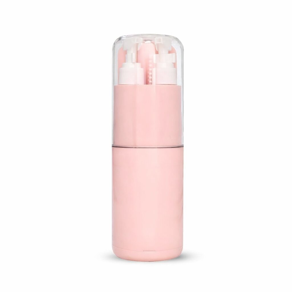 Lazer 7 in 1 Travel Kit for Toiletries, Compact Travel Essentials Set with Bottles, Toothbrush Holder & Leakproof Dispensers for Men & Women (Peach)