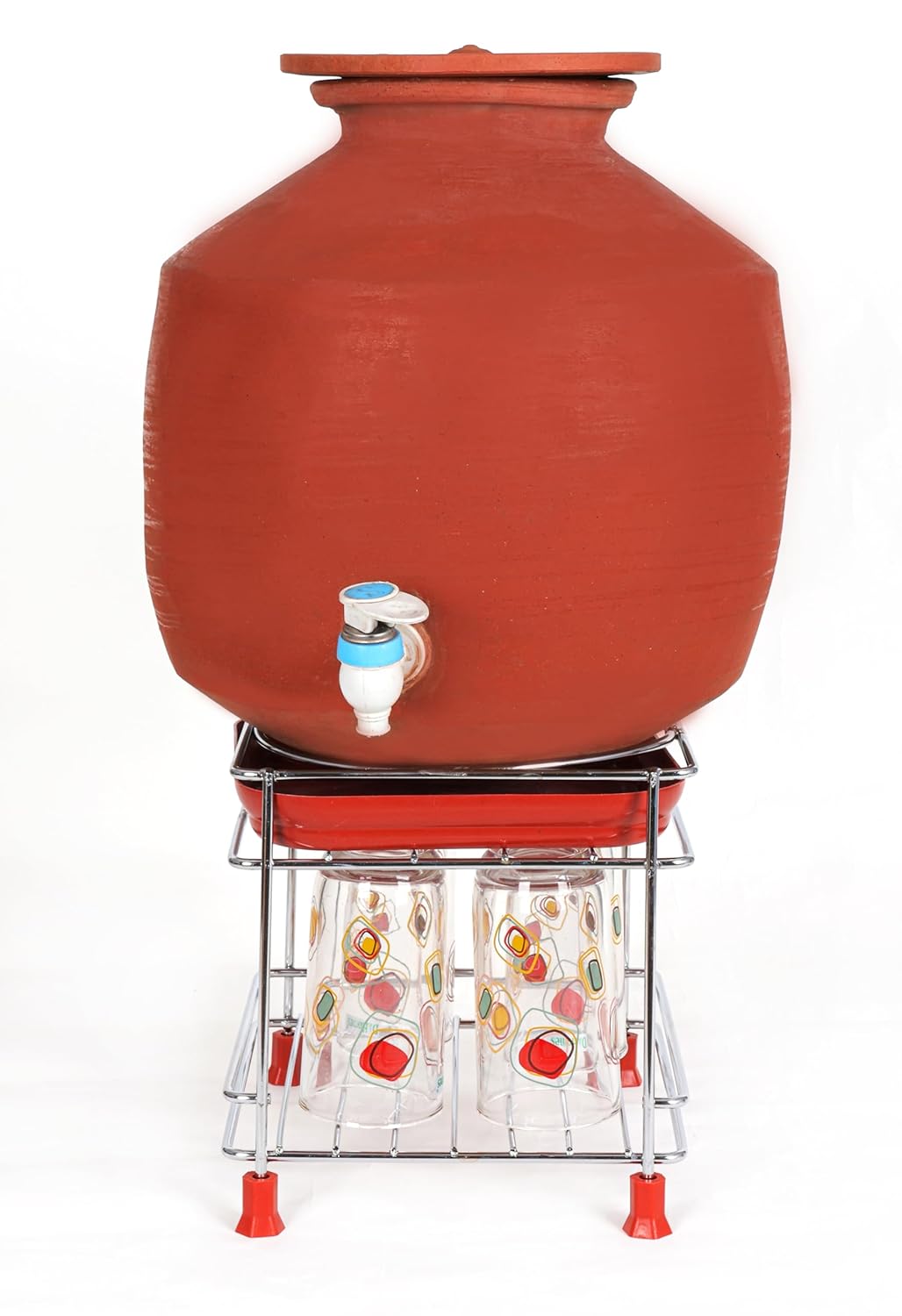 Lazer Round Surface Matka Stand for Water Pot | Pot Stand for kitchen utensils | Steel Matka Stand for Kitchen | Water Pot Stand for Kitchen| 8 X 8 X 7.5 Inch