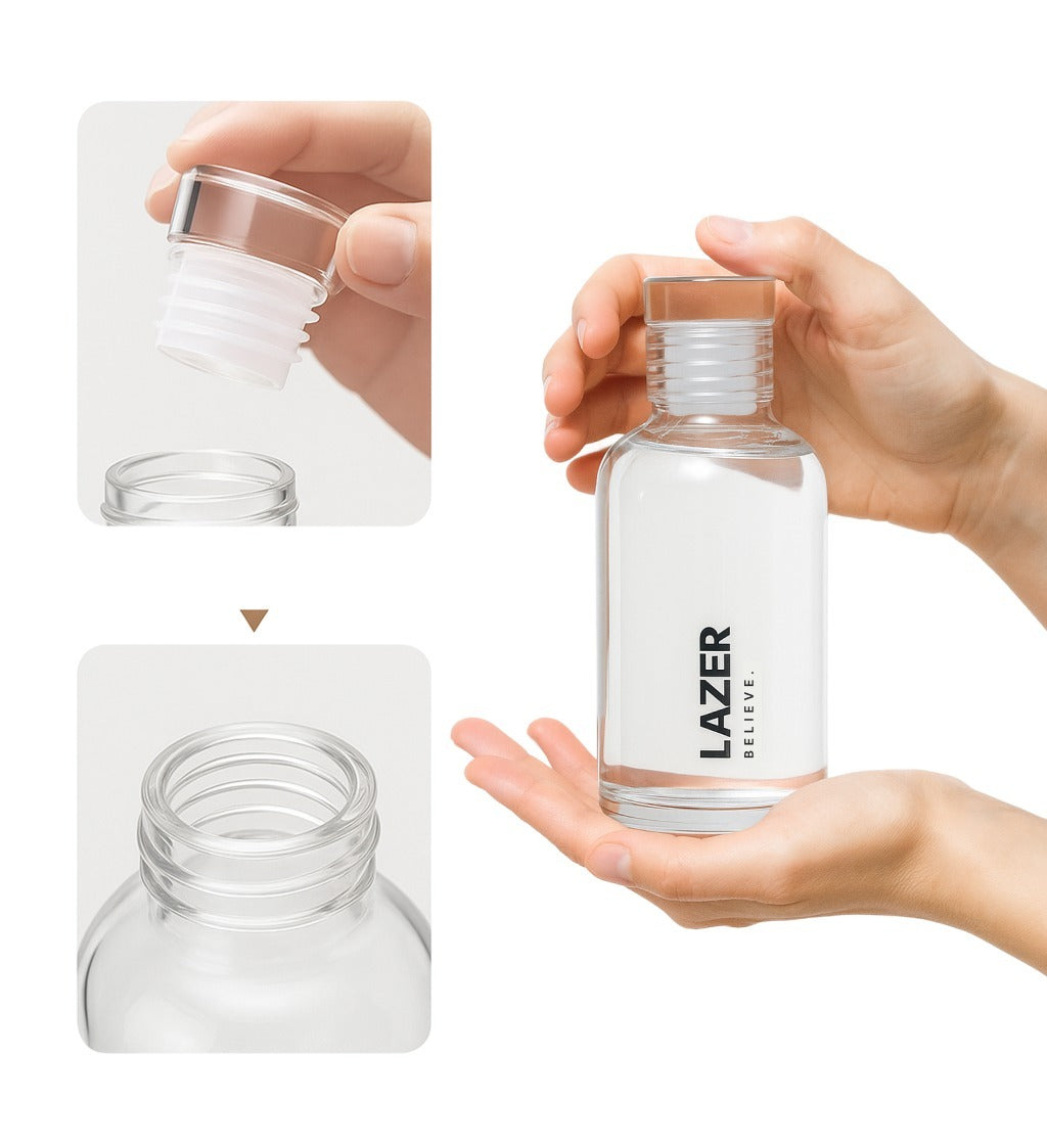 Lazer Pure Borosilicate Glass Water Bottle Set of 4 – 300ml Each, BPA-Free, Eco-Friendly, Durable & Leak-Proof Transparent Bottles