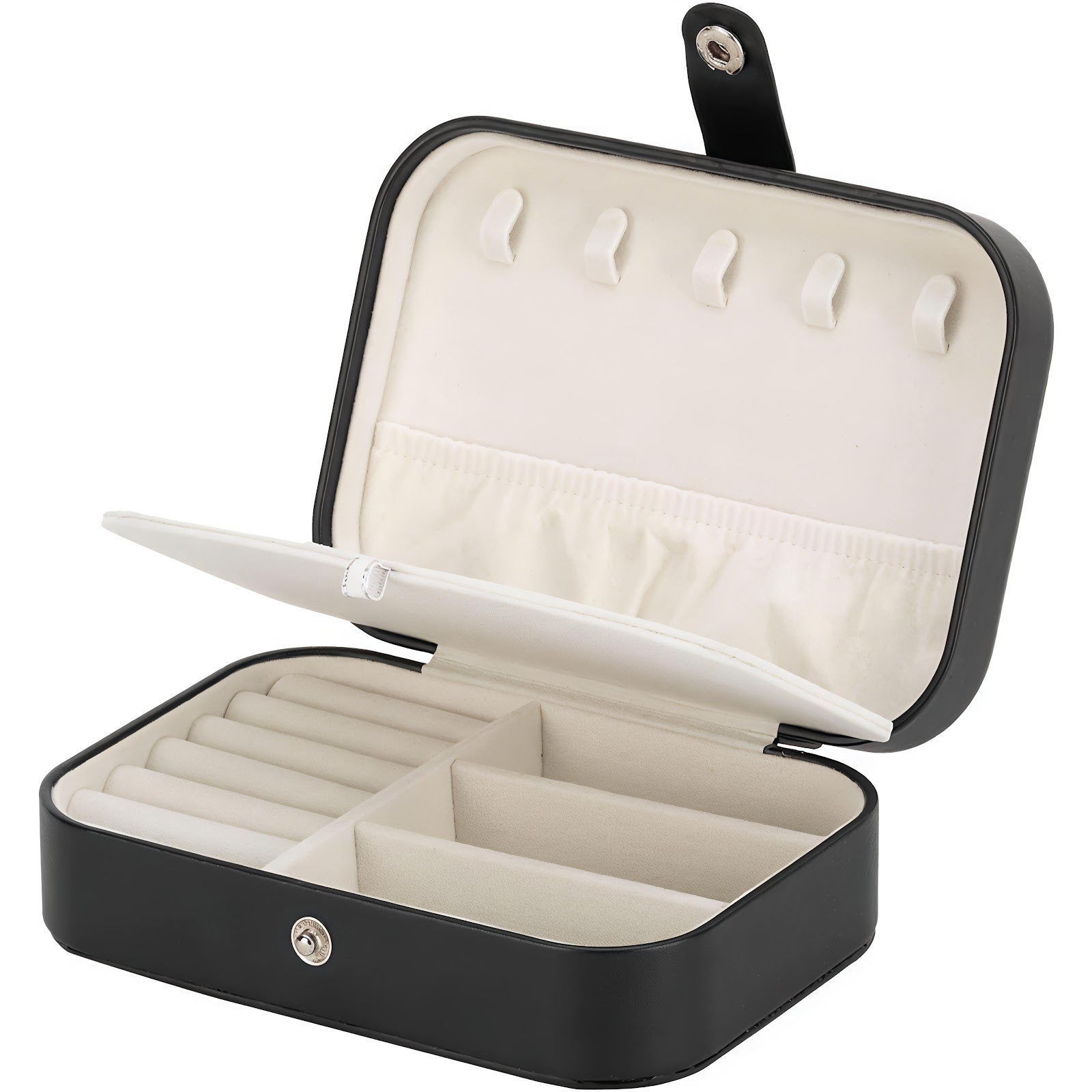 Lazer Jewellery Organiser PU Leather Zipper Portable Storage Box Case with Dividers Container for Rings, Earrings, Necklace Home Organizer