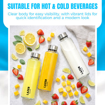 Lazer Pure Borosilicate Glass Water Bottle 500ml – BPA-Free, Eco-Friendly, Durable & Leak-Proof Transparent Bottle