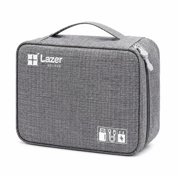 Lazer Polyester Electronics Accessories Organizer Bag, Universal Carry Travel Gadget Bag For Cables, Plug And More, Perfect Size Fits For Pad Phone Charger Hard Disk - Grey
