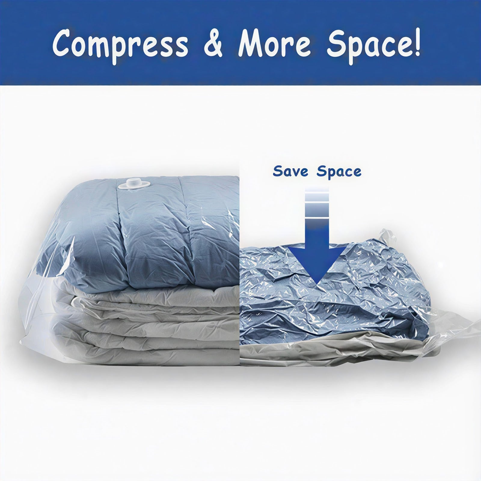 Lazer 5 Pack Space Saver Reusable Vacuum Bags for Travel with Hand Pump (1 Large/2 Medium/2 Small) Polyethylene Airtight Compression Storage for Packing Vaccine Sealer Bag with Ziplock - Transparent