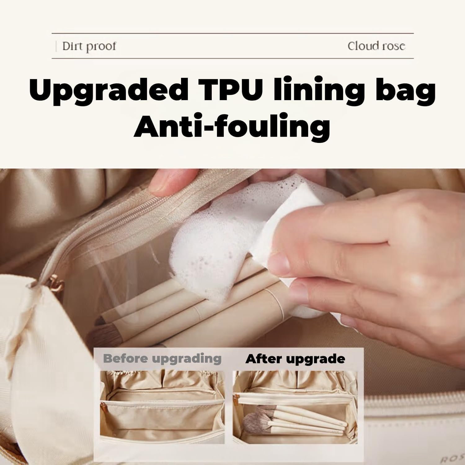 Lazer Travel Cosmetic Makeup Pouches for Women Travel Organizer Bag Portable Pouch Open Flat Toiletry Bag Make Up Organizer with Divider and Handle (White)