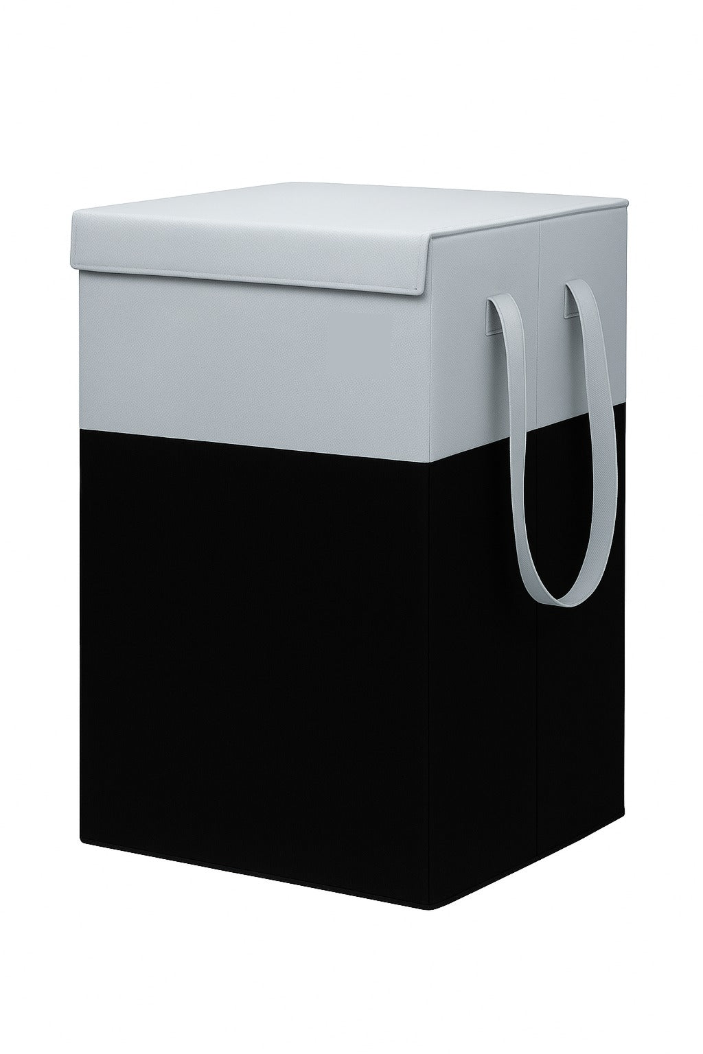 Lazer 75L Foldable Laundry Basket with Lid & Handles | Non-Woven Fabric, Rectangular Large Storage Bag for Clothes | Freestanding Organizer for Bedroom/Dorm (36×36×53 cm, Black)