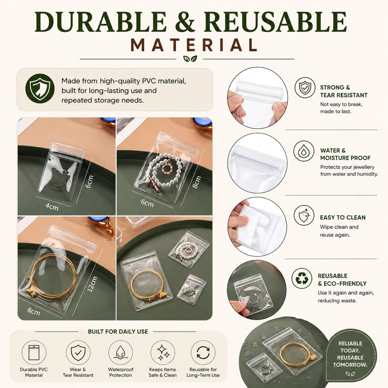 Lazer Pack of 17 Transparent Jewellery Storage Pouches | Clear PVC Zip Lock Organizer Bags for Rings, Earrings, Necklaces & Accessories