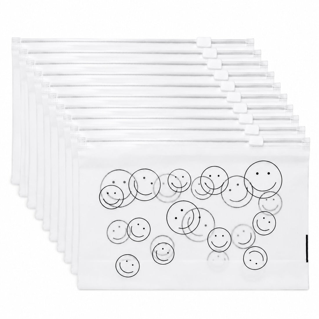 Lazer Pack of 10 Frosted Makeup Bags – Clear Cosmetic Travel Pouches with Zippers, Portable, Waterproof, Airline Compliant PE Bags for Women & Men, 8*5 Inches
