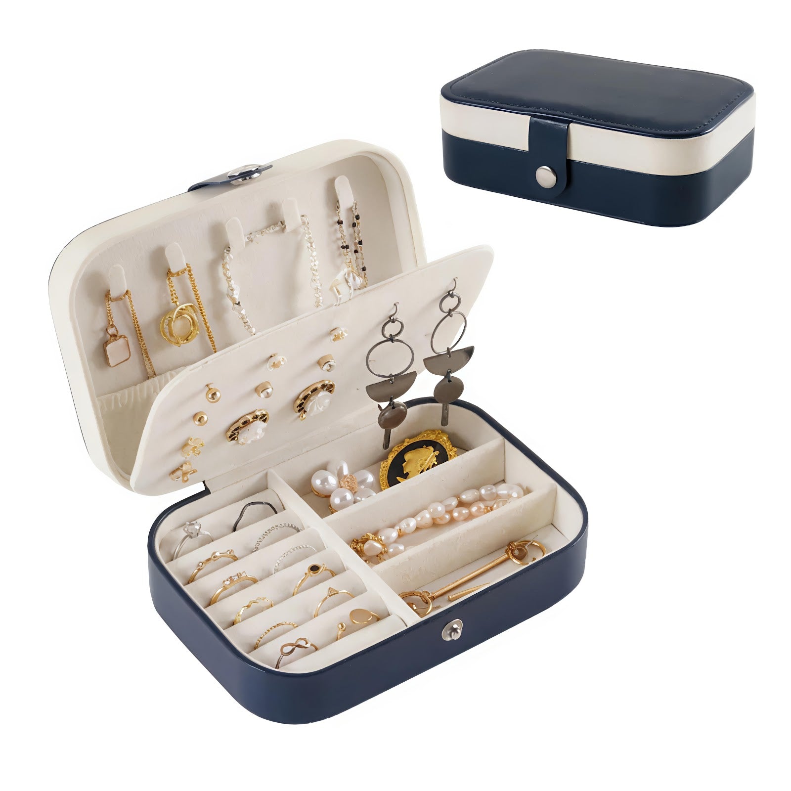 Lazer Jewellery Organiser PU Leather Zipper Portable Storage Box Case with Dividers Container for Rings, Earrings, Necklace Home Organizer